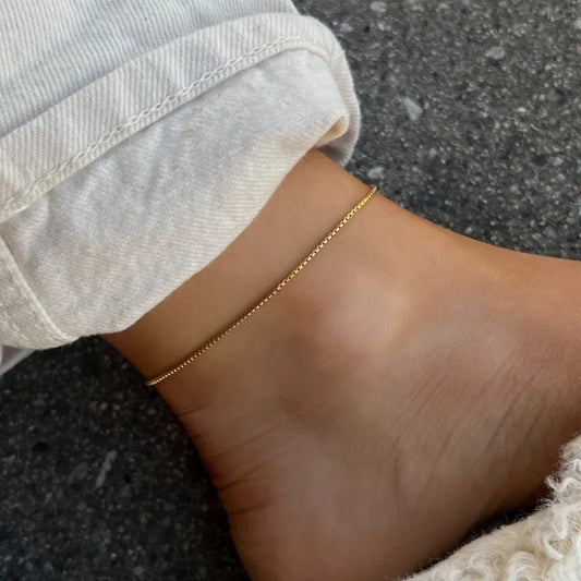 Elegant Color Block Copper Rhinestones Inlay Anklet